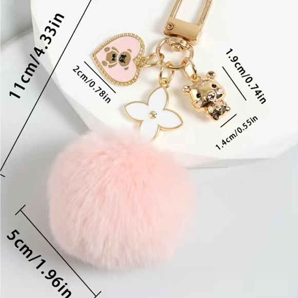 BAG CHARM Black Pom Pom With Charms - Picture 4 of 4